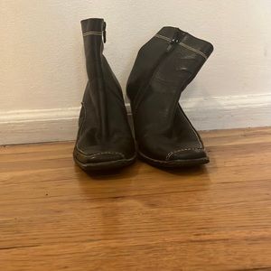 Franco Sarto Black Leather Ankle Boots Size 8.5